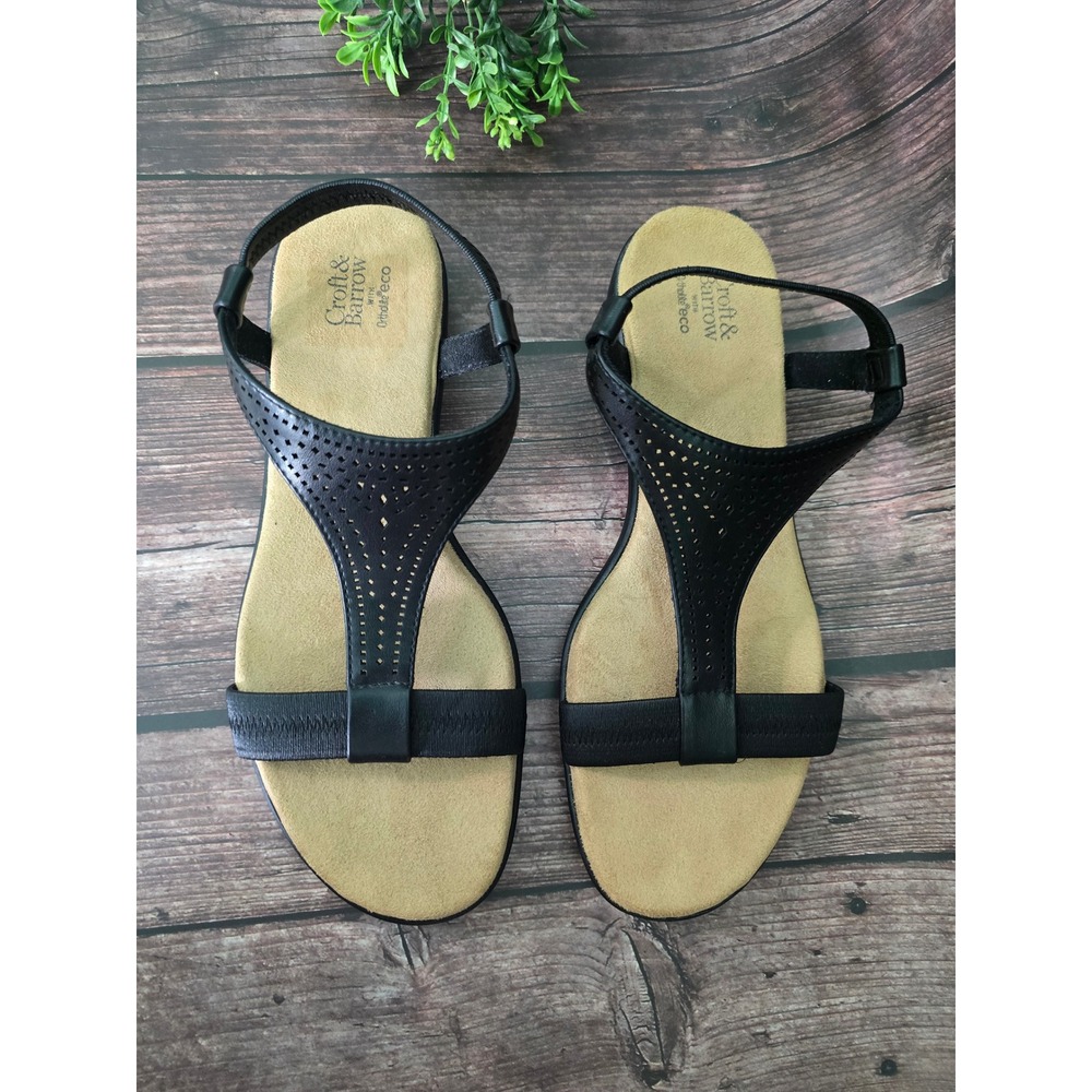 Croft & Barrow Lorelai Ortholite Eco T Strap Sandals Size 10